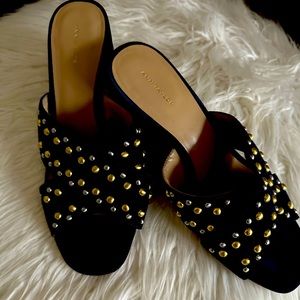 Ann Taylor MARIAH suede studded sandals in navy size 8.5